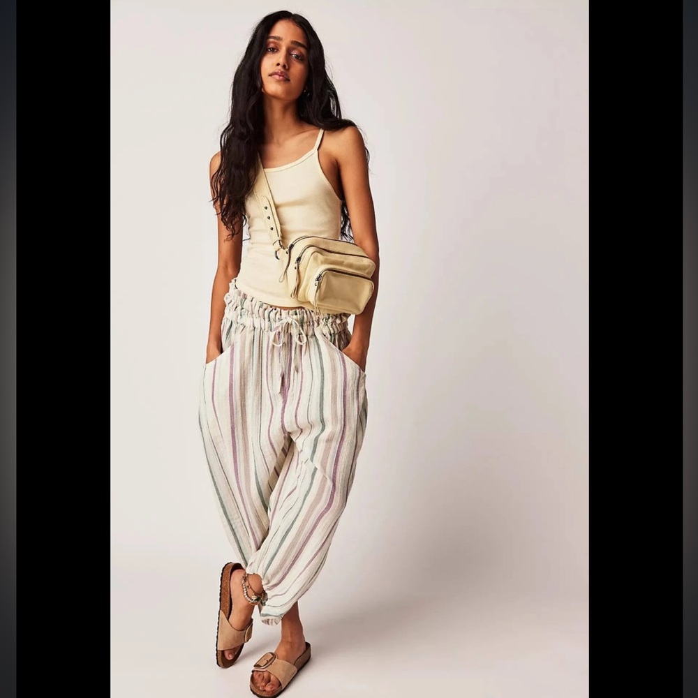 Free People Lust Over Yarn Dyed Pants in Sundrenched Stripes Size XL